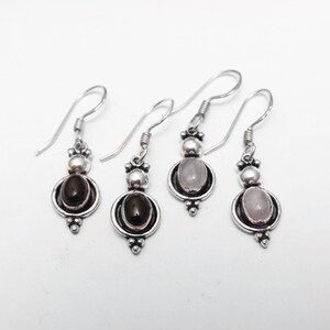 Moonstone, Black Onyx Earring, Beautiful Earring, Silver Jewelry, Gemstone Earring, 925 Silver Earring, Natural Stone, Handmade Ring
