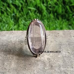 Rose Quartz Ring, Handmade Ring, 925 Silver Ring, Natural Quartz, Designer Ring, Big Stone Ring, Quartz Jewelry, Gemstone Ring, Gift For Her