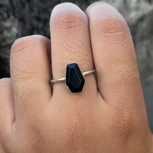 Black Onyx Ring, Beautiful Ring, Coffin Ring, Handmade Ring, Gemstone Ring, 925 Silver Ring, Natural Onyx, Onyx Jewelry, Boho Ring, Gift Her