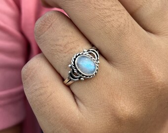 Beautiful Moonstone Ring, Boho Ring, Christmas Gift, Natural Moonstone, Gemstone Ring, Handmade Ring, 925 Silver Ring, Designer Moon Ring