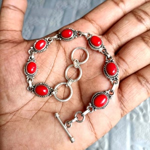 Coral Bracelet, Handmade Bracelet, 925 Silver Bracelet, Coral Jewelry, Boho Bracelet, Designer Bracelet, Gift For Women, Natural Coral