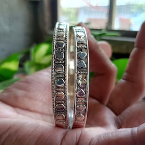 2 Design Set Bangles, Stackable Bangles, 925 Silver Bangle for Her/him, Handmade Bangles, Women Bangle, Dainty Bangle, Heart Design Bangle