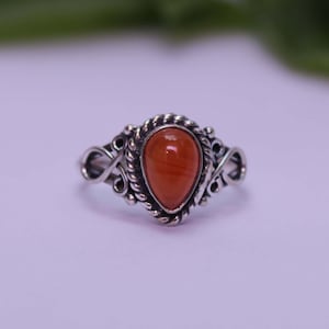 Beautiful Carnelian Ring, Gemstone Ring, 925 Silver Ring, Natural Carnelian, Carnelian Jewelry, Handmade Ring, Women Ring, Designer Ring