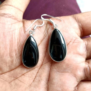 Black Onyx Earring, Gift For Women, Designer Earring, Onyx Jewelry, Handmade Earring, 925 Silver Earring, Gemstone Earring, Natural Onyx