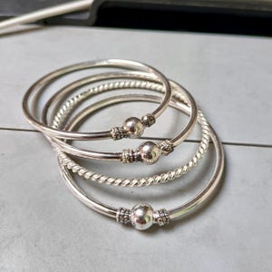 Bracciale intrecciato, bracciale fatto a mano, set di quattro bracciali, splendido bracciale, bracciale di design a sfera, bracciale da donna, bracciale in argento 925, regalo per lei