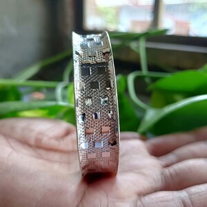 Sterling Silver Bangle, Handmade Bangle, Women Bangle, 925 Silver Bangle, Statement Bangle, Dainty Bangle, Box Design Bangle, Unique Bangle