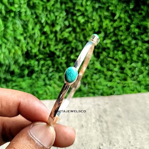 Brazalete de turquesa azul, brazalete de plata 925, brazalete hecho a mano, turquesa natural, brazalete de diseñador, brazalete de piedras preciosas, joyería de turquesa, regalo para ella