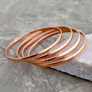 Pure Copper Bangle, 4 Set Bangle, Handmade Bangle, Women Bangle, Copper Jewelry, Statement Bangle, Dainty Bangle Plain Copper Bangle For Her