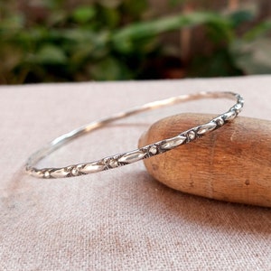 Sterling Silver Minimalist Handmade Bracelet Gift With Flower Design For Men & Women, Silver Bangle Jewelry, Etsy Bangle / Bracelet Gift ...