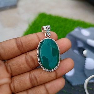 Green Onyx Pendant, Handmade Pendant, Onyx Jewelry, 925 Silver Pendant, Designer Pendant, Women Pendant, Natural Green Onyx, Gift For Love