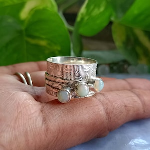 Ethiopian Opal Ring, Spinner Ring, Handmade Ring, 925 Silver Ring, Natural Opal, Anxiety Ring, Gemstone Ring,  Women Ring, Fidget Ring