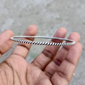 Twisted Bangle, Solid Sterling Silver Bangle, Handmade Bangle, Dainty Bangle, Minimalist Bangle, Stackable Bangle, Women Bangle, Boho Bangle