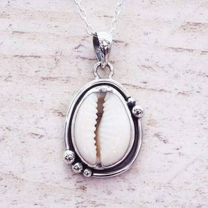 Cowrie Shell Pendant, 925 Sterling Silver, Pendant For Women, Handmade Wedding Anniversary, See Shell Pendant, Gemstone Pendant, Gift Her