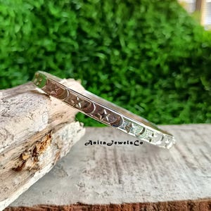Star & Moon 925 Sterling Silver Bangle, Bracelet For Men and Women, Stylish Bangle, Bangle Jewelry, Unique Gift Bangle, Designer Bracelet