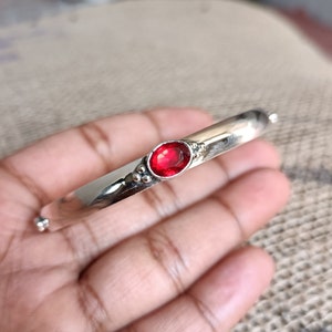 Red Garnet Bangle, Handmade Bangle, 925 Silver Bangle, Natural Garnet, Beautiful Bangle, Adjustable Bangle, Garnet Jewelry, Gemstone Bangle