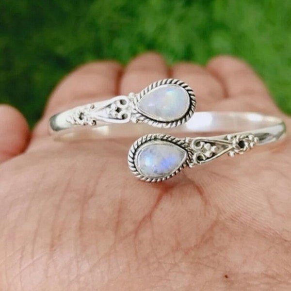 Moonstone Cuff Bracelet Etsy