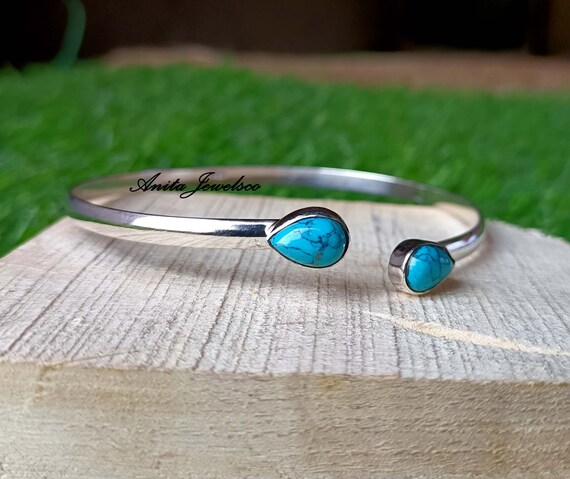 便*ン様 【Garden of Eden】Turquoise Bangle Blue Turquoise Bangle, Handmade Bangle, Statement Bangle