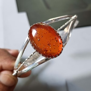 Natural Amber Bangle, Handmade Bangle, Women Bangle, Amber Jewelry, 925 Silver Bangle, Boho Bangle, Amber Bangle, Adjustable Bangle Gift Her
