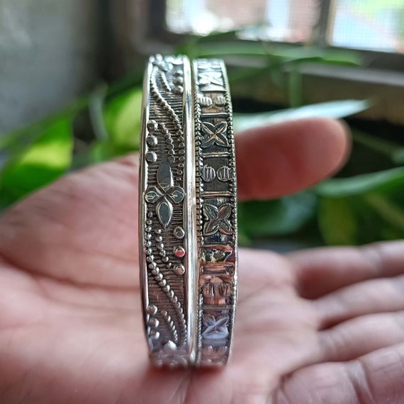 Flower Design Bangle, Handmade Bangle, 2 Set Bangle, Women Bangle