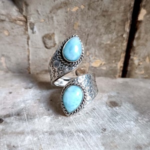 Blue Larimar Ring, Handmade Ring, Boho Ring, Natural Larimar, 925 Silver Ring, Statement Ring, Designer Ring, Larimar Jewelry, Gift For Her