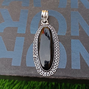 Black Onyx Pendant, Handmade Pendant, 925 Silver Ring, Natural Black Onyx, Charm Pendant, Gemstone Pendant, Black Onyx Jewelry, Boho Pendant