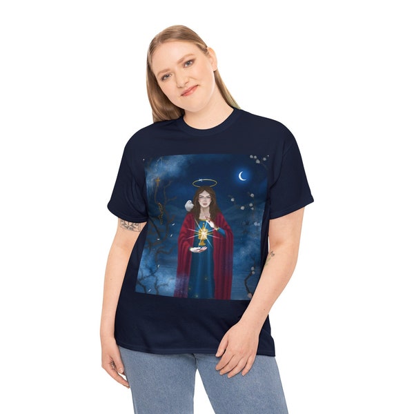 T-shirt Marie-Madeleine - Embrasse l'énergie féminine divine avec un t-shirt en coton épais, cadeau pour elle