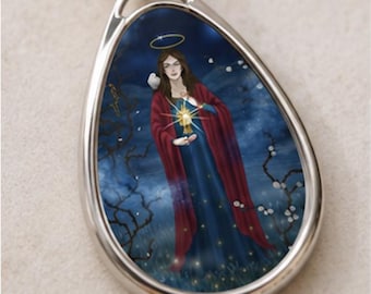Collana ovale di Maria Maddalena, ciondolo Sacra Serenità, gioiello cristiano da donna, regalo di Santa Maddalena, collana della fede, ricordo spirituale