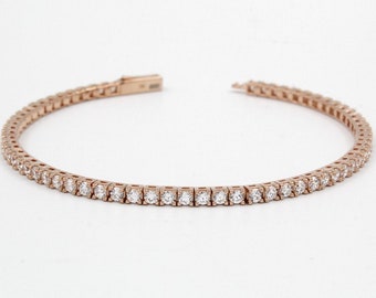 Tennis Bracelets White Zirconia Silver Base Rosé Gift Idea Various Sizes