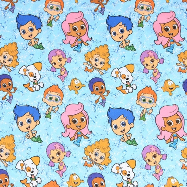 Bubble Guppies Fabric Cute Mermaid Fabric Cartoon Character Fabric 100% Cotton Fabric By The Half Yard