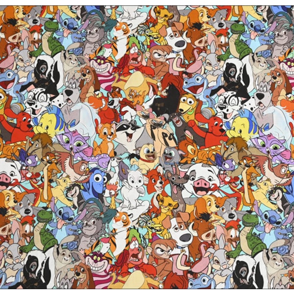 Disney Characters Fabric Stitch Fabric Disney Cats Fabric Cheshire Cat Fabric Cartoon Character Fabric 100% Cotton Fabric By The Half Yard