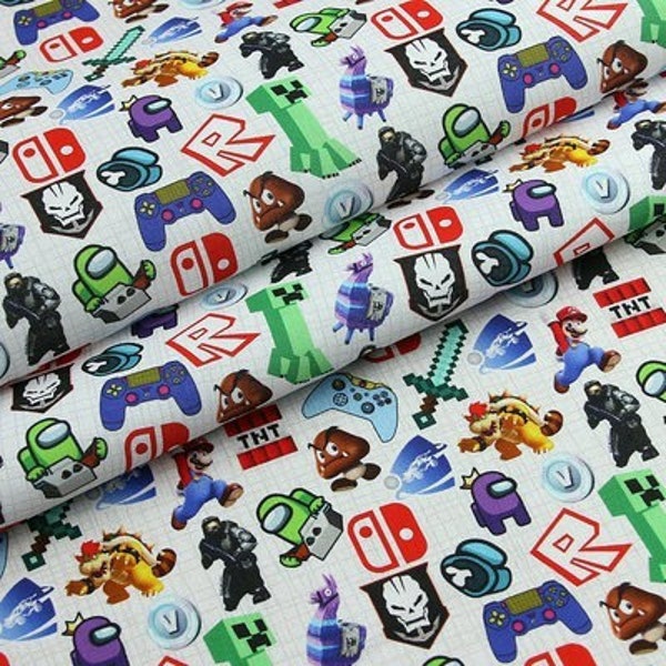 Tessuto per videogiochi Gamepad Tessuto per giochi Mario Tessuto 100% cotone da mezzo metro
