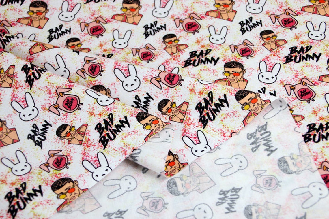 Bad Bunny Fabric Cartoon Character Fabric 100 Cotton Fabric Etsy