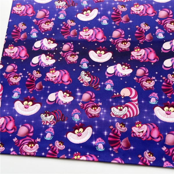 Le tissu Cheshire Cat Alice au pays des merveilles Tissu 100% coton par la demi-cour