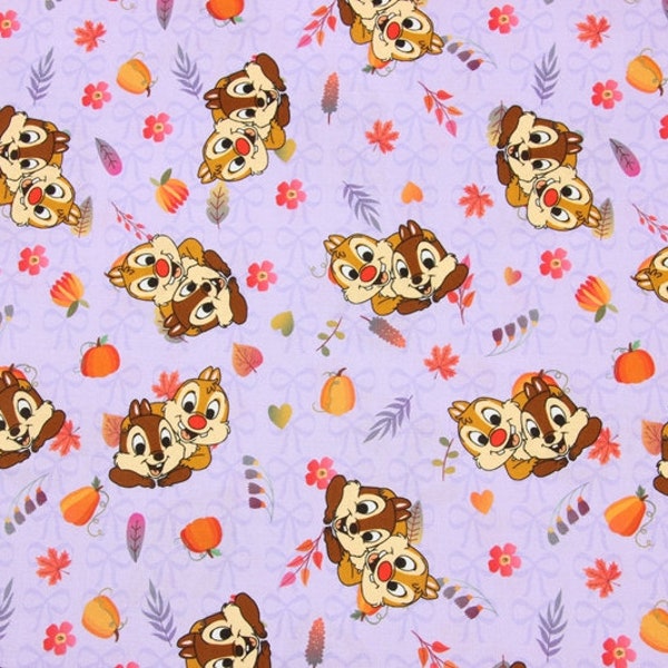 Disney's Chip and Dale Fabric Cartoon Character Fabric 100% Cotton Fabric By The Half Yard