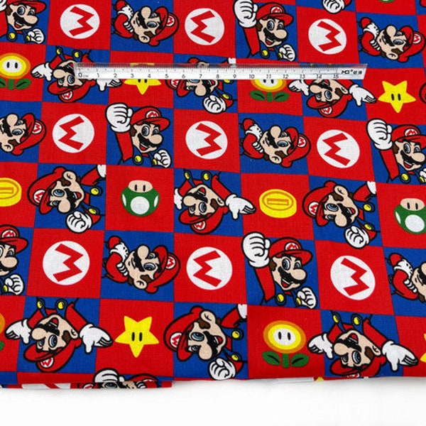 Super Mario Fabric Japanese Anime Fabric  Mario Luigi  Fabric 100% Cotton Fabric By The Half Yard