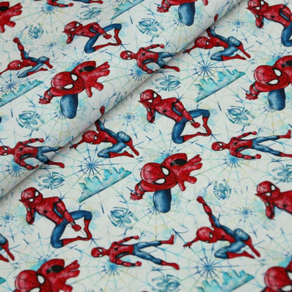 Spider-Man Fabric Cartoon Character Fabric 100% Cotton Fabric By The Half Yard