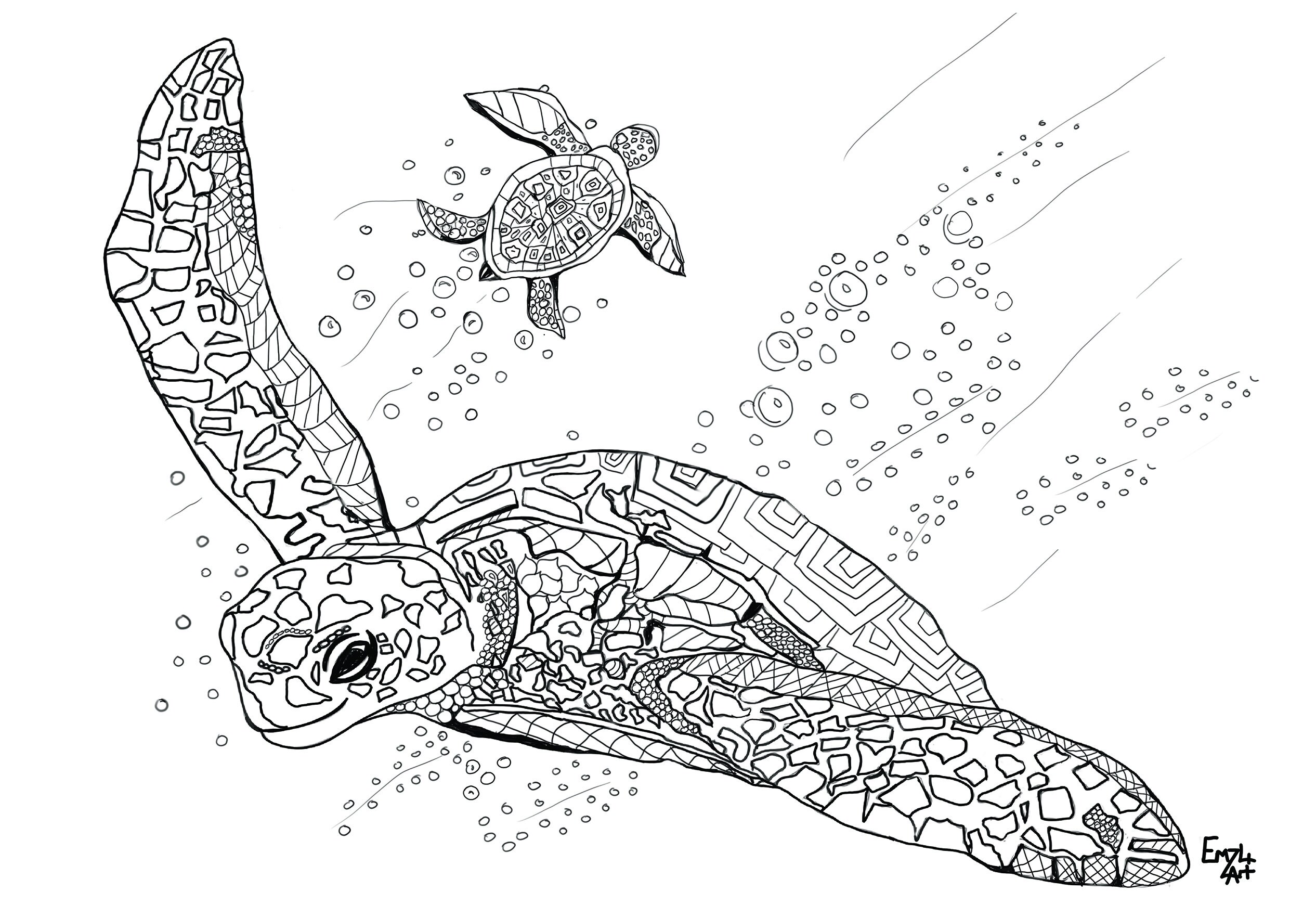 Printable Colouring Sheets, Instant Download, Turtle Print, Meditation