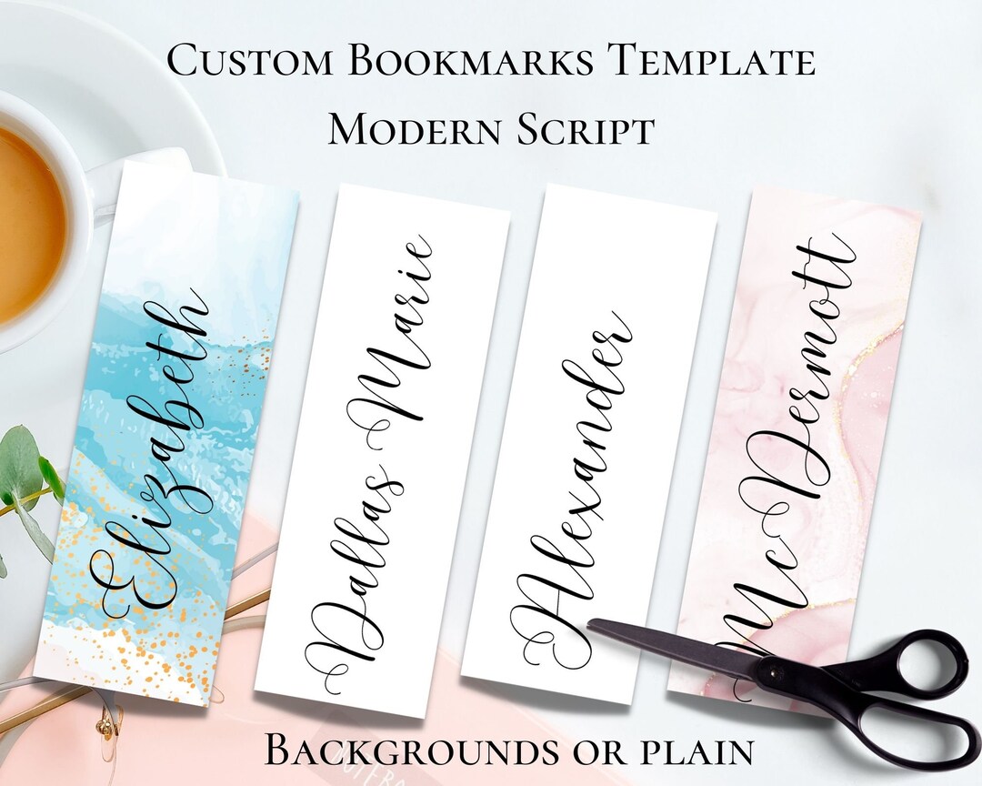 Bookmark Cursive CUSTOM BOOKMARKS Modern Script Printable Bookmarks Digital Bookmark ...