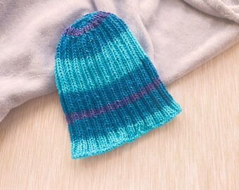 Blue and Purple Beanie | Cotton Hat | Crochet Toddler Clothes | Fall Accessories