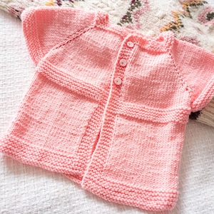 Handmade Toddler Knit Cardigan – Soft Pink Sweater for Girls – Cozy Button-Up Baby Jacket – Warm Toddler Clothing Gift