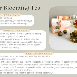 Blooming Tea Geschenkset: Handgemachte Blütenteekugeln Einzigartige Geschenkidee für Self Care Paket, Achtsamkeitspraxis und Gesunde Gewohnheiten Bild 4