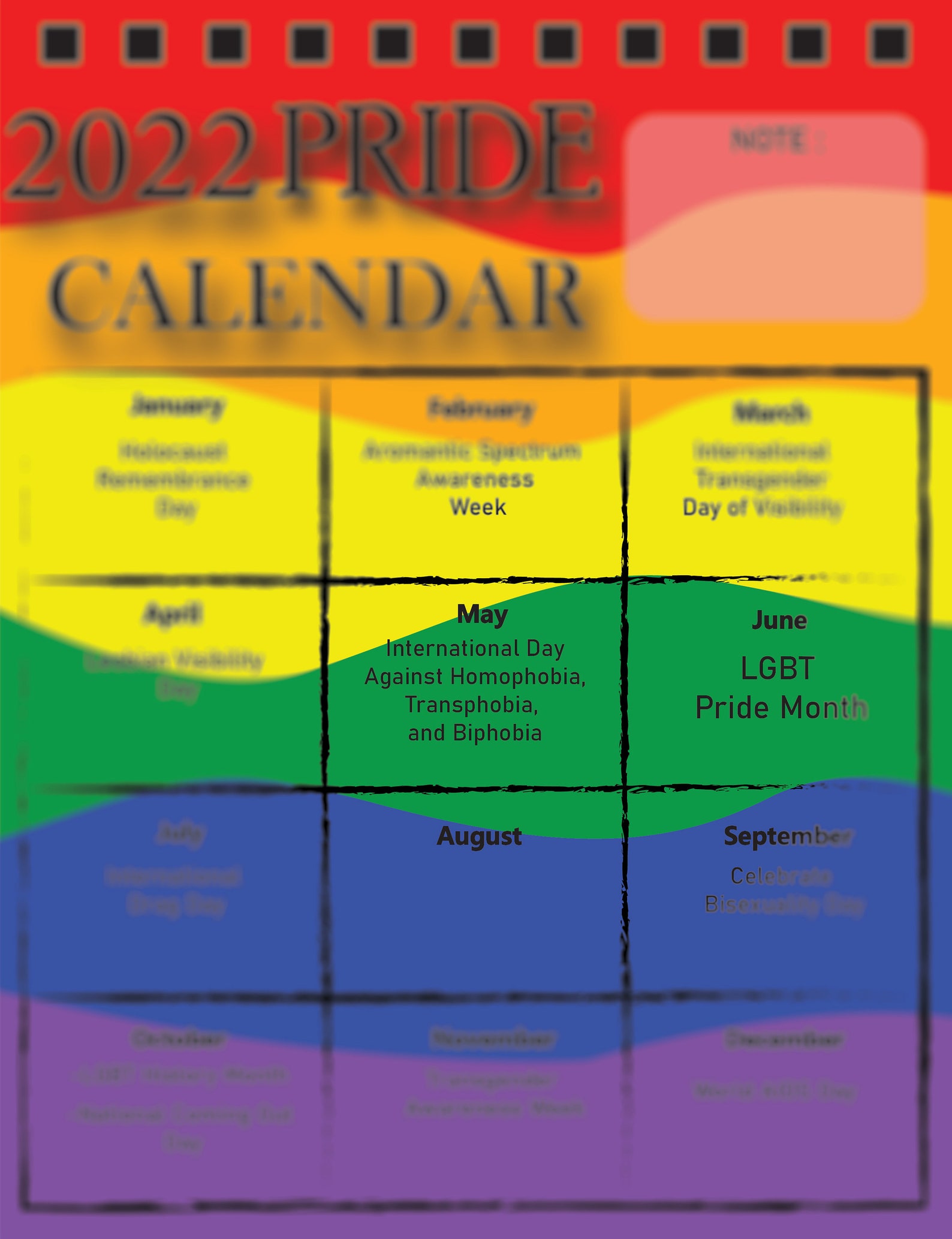 LGBTQIA Calendar 2022 PDF Printable Bisexual Lesbian Etsy