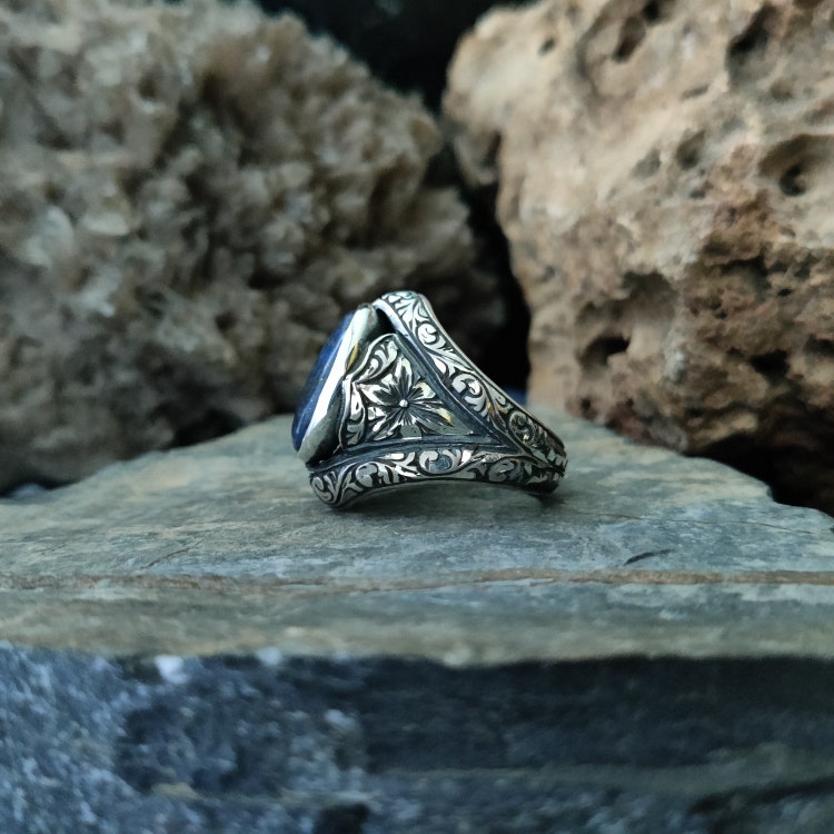 Lapislazuli 925 Sterling Silber Ringe Für Damen, Blaue