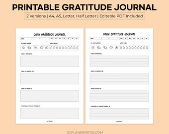 Printable Gratitude Journal Page: Daily Mental Health (PDF)