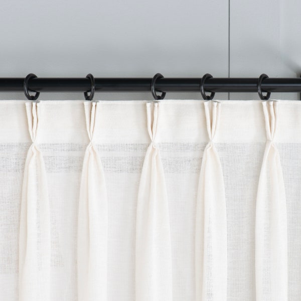 Triple French Pleated  Custom Linen Curtain,  20 Color Options, Free Express Shipping. Pleated Curtains