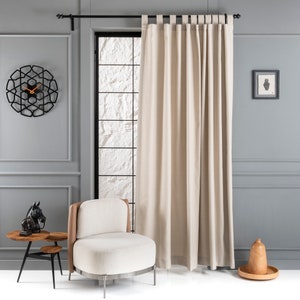 Tab Top Linen Curtain, 31 Color Options, Livingroom Linen Drapes, Curtains For Grommet, Backtab and Rod Pocket. image 3