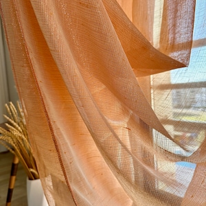 Pinch Pleated Custom Luxury Orange Sheer Curtain For Living Room.