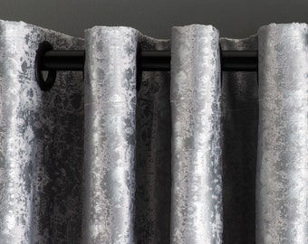 Luxus Silber Samtvorhänge, 24 Farboptionen, kundenspezifischer Samtvorhang, maßgeschneiderte Stangentaschen-Panels.