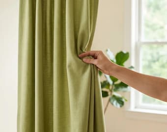 Cortinas de lino grueso, cortinas extra anchas hechas a medida, con barra o riel, 31 colores.