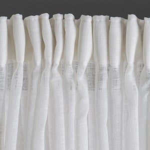 Backtab White Linen Sheer Curtain, 5 Color Options, Adjustable Linen Sheer Drapery, Custom Sheer Curtain, Tulle Curtain Panels